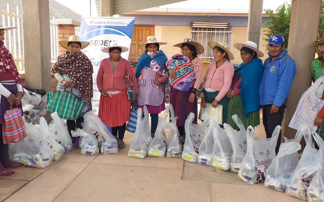 Brigadas móviles en el municipio de San Pedro de Macha del departamento de Potosí, reciben paquetes del Subsidio Universal Prenatal por la Vida.